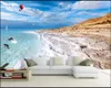 Niestandardowe zdjęcie tapety na ściany 3D Malowidackie nadmorskie sceneria Balon Seagull Wybrzeże TV Tła papiery ścianowe dekoracja domu dekoracja
