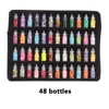 48 bouteilles colorées mixtes de clous de clou de clous paillettes paillettes pigments de poudre à ongles 3D ultra-mince flocons de manucure décorations de manucure