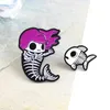 Mermaid Pins Mermaid Skeleton Fishbone Brooch Purple Hair Mermaid Fish Bone Skeleton Kids Enamel Pins Badge Brooch4940142