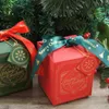 Gold Vermelho Verde Bola de Natal Padrões Projeto 10 PCs 8.5 * 8.5 * 10 Cm Caixa de papel com Tag Candy Cookie Jar Vela DIY Presente H1231