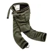 Winter Warm Fleece Pants Mens Tjock Chinos Cargo Byxor Många Pocket Baggy Arbeta Militär Overaller Manliga Byxor Män Kläder 201118