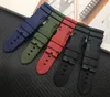 Mens Watch Band 24 мм 26 мм черно -голубое зеленый зеленый часы Силиконовая резиновая полоса часов, подходящая для Pam Men's Wach с застежной пряжкой aaa Quality Watch Bess Luxury Designer