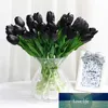 PU Real Touch Artificial Black Rose Tulip Gorgeous Latex Flower Stamens Bröllop Fake Flower Dcor Home Party Memorial 15pcs / Lot