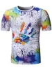 Camisetas para hombre, camiseta de verano con estampado 3D, camiseta informal de manga corta a la moda con salpicaduras de tinta, camiseta colorida avanzada