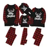 Julfamilj Matchande Kläder Outfits Mother Dotter Dad Son Baby Kids Elk Print Plaid Suit för familjehem Pyjamas Set LJ201111