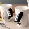 Novelty Guitar Ceramic Cup Personality Music Note Milk Juice Lemon Mug Coffee Tea Cup Home Office Drinkware Unique Gift LJ200821