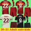 Kit adulte Jersey de football enfants Zaniolo Roma Dzeko Pastore Rome Totti Kluivert Kolarov comme 20 21 chemise de football