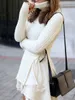 Kadınlar Elbise Sonbahar Kış Örme Elbiseler Uzun Kollu Asimetrik Balıkçı Yaka Casual Kadın MIDI Kazak Elbise Artı Boyutu 201030