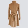 Womens Winter Lapel Wool Coat Trench Jacket Long Sleeve Overcoat Outwear winter coat women LJ201106