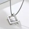 هندسية التيتانيوم الصلب قلادة الرجال الأزياء مثلث مربع قلادة الهيب هوب المجوهرات