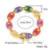 Link, catena HIP Hop multicolore larghezza ghiacciata strass 13 mm 20 cm oro chicchi di caffè braccialetti a maglie per gioielli da uomo1