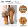 MBR FORCE Natural Real Fox Fur Women's Winter Snow Boots Warm Long Boots Genuine Cow Leather High Winter Boots Women Shoes LJ201130