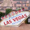 Las Vegas Welcome Neon Sign for Bar Vintage Home Decor Painting Illuminated Hanging Metal Signs Iron Pub Cafe Wall Decoration T2002651