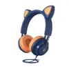 EP08 Cute Kids Wired Headphone With Microphone Girls 3.5mm Music Stereo Earphone Computer Mobile Phone Cat Ear Headset