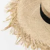 Raffia Unisex Fringed Солома Большой широкий Brim Sun для женщин Человек Band Beach Cap Летняя УФ-козырек Шляпа складной Y200714