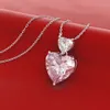 Wong Rain Romantic 100% 925 Sterling Silver Love Heart Moissanite Citrine Sapphire Ädelsten Hängsmycke Halsband Smycken Partihandel Q0531
