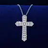 Unikalna biżuteria Hip Hop Vintage Sparśkowanie 925 Sterling Silver Full White Topaz Cross Cross Party Women Men Męs