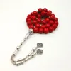 Kvinnor Tasbih Muslim Lady Rosary Red Prayer Beads 33 66 99 Pärlor Red Stone Madam Ladies Jewelry Y200730
