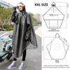 Creative Fashion Green Belt Sleeves Double Cap Caves Electric Car Poncho Bicycle Riding Night Reflective Men And women Raincoat 201202