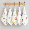 Muslin Toalhas de bebê 6 camada de algodão guaze trapos recém-nascido bebê rosto toalha dos desenhos animados crianças limpe pano lenço lenço de alimentação 16 designs dw6330