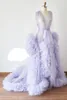 バスローブ用スカイブルーレースチュールフルレングスランジェリーナイトガウンパジャマスプラメ寝室女性の高級ガウンハウスコートナイトウェア