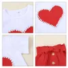 Bebek Yaz Giyim Setleri 1-5 T Bebek Çocuk Valentine 2 Renkler Giysi Inciler Kalp Üst Gömlek Etek 2 adet Set Kıyafet Bir Adet Gönder