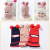 Pom Kids Winter Knitted Hats Scarf Baby Knit Hat Pompom Wool Outdoor Warm Soft Winter Beanie HHA1606