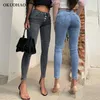 Dames jeans hoge taille denim broek vrouwelijke mode elastische stretch hip slim fit skinny voeten negen punten potlood broek 220310