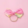 Mädchen Bowknot Kopfschmuck Tie Dye Baby Stirnband Nylon Kopfbänder Knoten Neugeborenen Turban Nahtlose Haargummi Säuglingskopfbedeckung 6 Farben