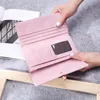 Dames lange portemonnee Japans en Koreaans borduurwerk Retro Plaid PU Frosted Bag Cover Type Three-Fold Big Portemonnee Portemonnee