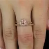 Cluster Rings Couple For Women Vintage Elegant Set Ring Cubic Zirconia Wedding Engagement Bridal Jewelry Drop 13791