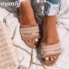 Bohemian Sandalen Vrouwen Bont Harige Slippers Casual Strand Vakantie Dames 2020 Zon Platte Zomer Vrouw 0227