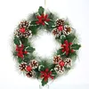 Juldekorationer Garland Dörr Hängande dekoration Rine Needle Pine Cone Red Ball Flower Wreath Ornament Party Supplies 30cm och 38cm