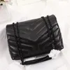designer handbags square fat LOULOU chain bag real leather women's bag large-capacity shoulder bags high quality quilted messenger bag