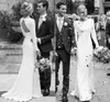 Eleganti bottoni a maniche lunghe abito da sposa in raso 2023 abiti da sposa sirena aperta.