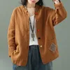 Yeni Varış İlkbahar Yaz Sanat Stil Kadınlar Uzun Kollu Gevşek Rahat Ceketler Mont Pamuk Keten Nakış Vintage Ceket S923 201109