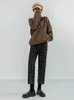 Luck A Autumn Winter Women Plaid Pencil Pants Woolen Straight Trousers Female High Waist Loose England Style Ankle-length 220211