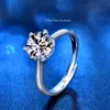 Classic 2 Carat Round Moissanite Ring Sterling Silver Plated 14K Gold High Clarity D Color Diamond Rings Woman Jewelry