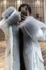 Korea Fashion Winter Jacket Dames Big Natural Fur Collar Long Parka Streetwear Real Fur Coat White Duck Down Jacket 201126