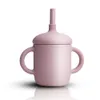 150ml Baby Feeding Drinkware Straw Cup Learning Flaskor Anti-hot läckage Silikon Bordsware Toddler Vattenflaska