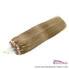 Healthy Tips Mikroperlen-Haarverlängerungen, 10 mittelgoldbraune glatte brasilianische Remy-Echthaar-Loop-Mikroringverlängerungen, 50 g, 3778221