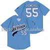 QQ88 55 Kenny Powers Eastbound and Down Mexican Charros Jersey Herr Movie Baseball Jersey Double Stitched Name and Number Blue White Green Size S-XXXL