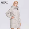 ミエゲフ冬の女性ミッドレングスコートフード付きデザインの暖かくて防風パーカージッパールースレディースジャケットD21647 211221
