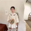 Milancel 2021 Sonbahar Yeni Çocuk Giyim Nakış Elbise Kore Kızlar Tek Parça Uzun Kollu Kıyafetler Moda Çocuk Giyim G1218