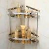 Bathroom Shelf Wall Hanging Tripod 304 Stainless Steel Double Storage Polished Silver Hardware Corner Rack Y200407