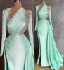 Plus Size Sexy Arabic Aso Ebi Luxurious Mermaid Prom Dresses Lace Beaded Satin Illusion Floor Length Evening Formal Party Second Reception Birthday Gowns Dress