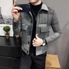 Men's Wool Men Woolen Coat Autumn Stylish Thick Warm Suit Jacket With Plaid Stitching Mens Tweed Prom Blazers For