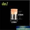 22*25mm 4ml Small Glass Vials Jars Test Tube with Cork Stopper Empty Glass Transparent Clear Bottles 100pcs/lot