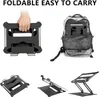 Soporte para portátil, elevador ajustable con silicona antideslizante y ganchos protectores, soporte ergonómico de aluminio para portátil compatible con MacBook Air Pro (negro)