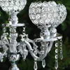 Bruiloft decoratie Kerst Sliver Kandelaar Crystal Glass Candle Houders Bruiloft Candelabra Tafel Centerpieces Senyu726